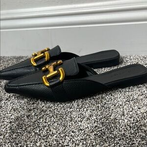 SHEIN Black and Gold Mules with Sleek Design